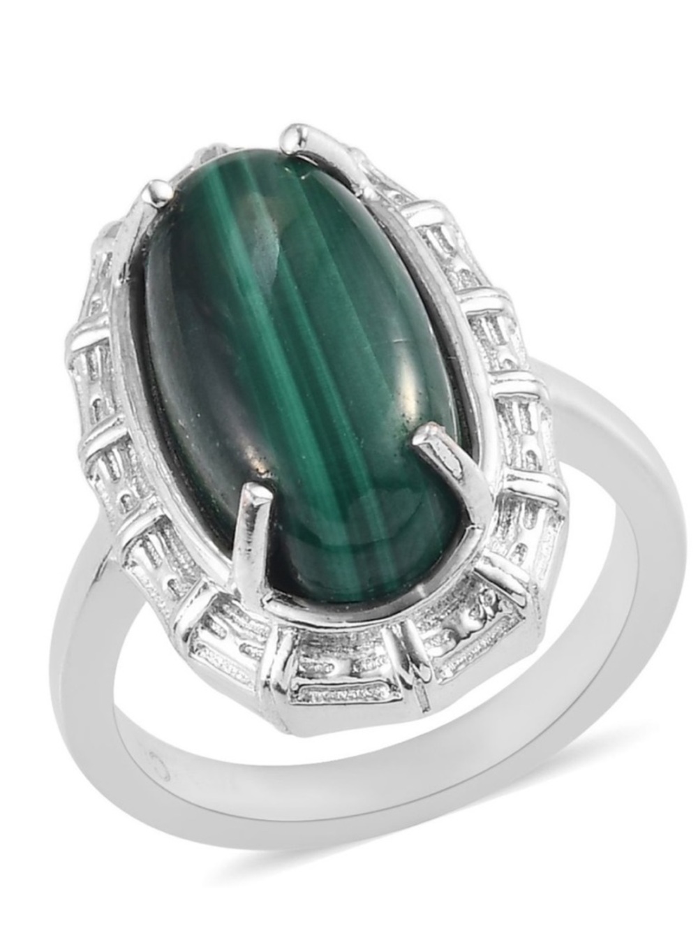 African Malachite Solitaire Ring